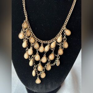 Claire's Gold and Cream Teardrop Necklace